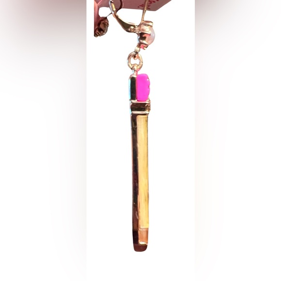 Betsey Johnson NWT Back to School Yellow Pink Gold Tone Drop Earrings (J023) - Picture 5 of 5